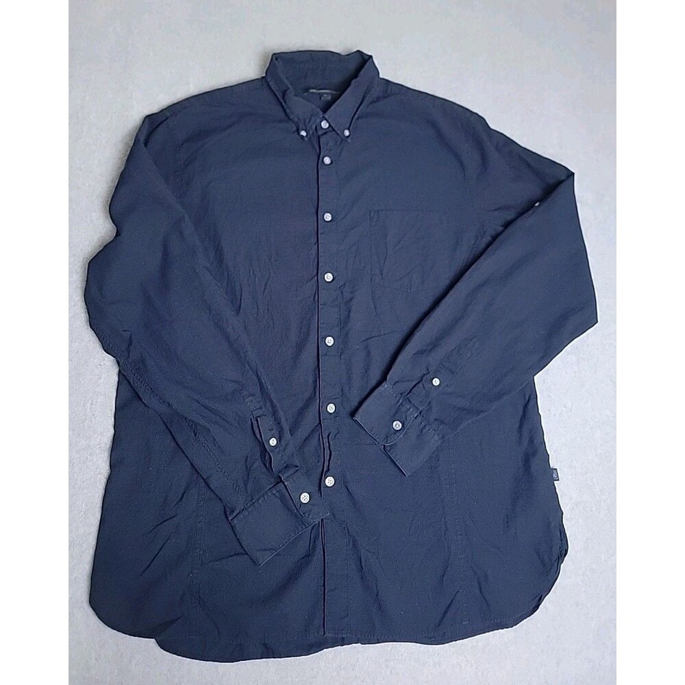 John Varvatos Shirt Mens XL Button‎ Dark Blue Cotton Lightweight Casual Pockets